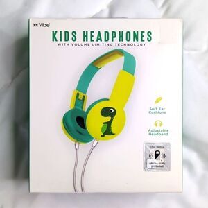 Vibe Kids Headphones Green Dinosaur, NEW